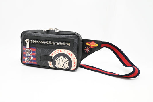 Gucci Night Courrier Waist Bag in Black GG Supreme Canvas