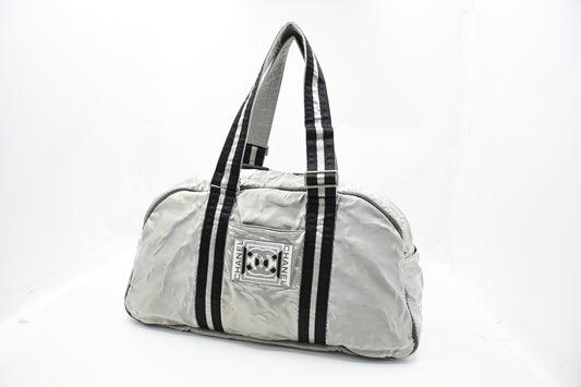 Chanel Sport Line Duffle Bag in Silver Satin