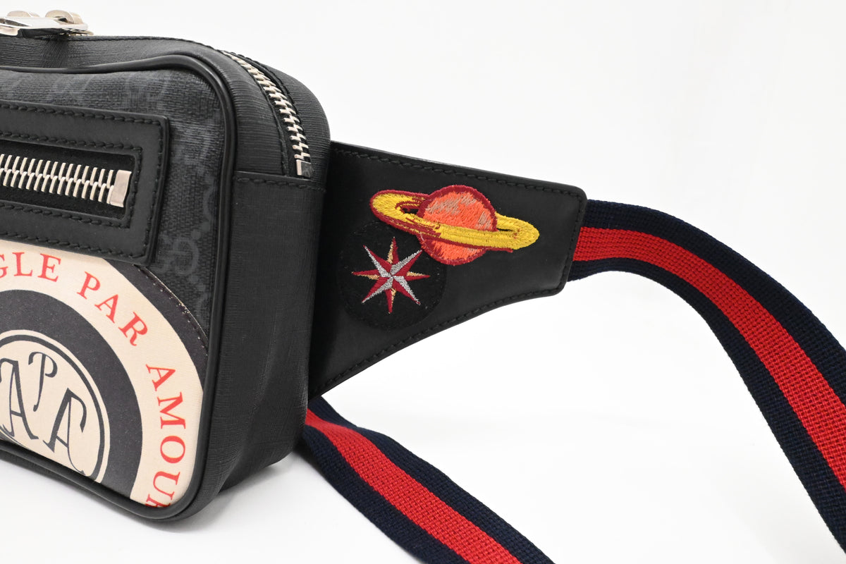Gucci Night Courrier Waist Bag in Black GG Supreme Canvas