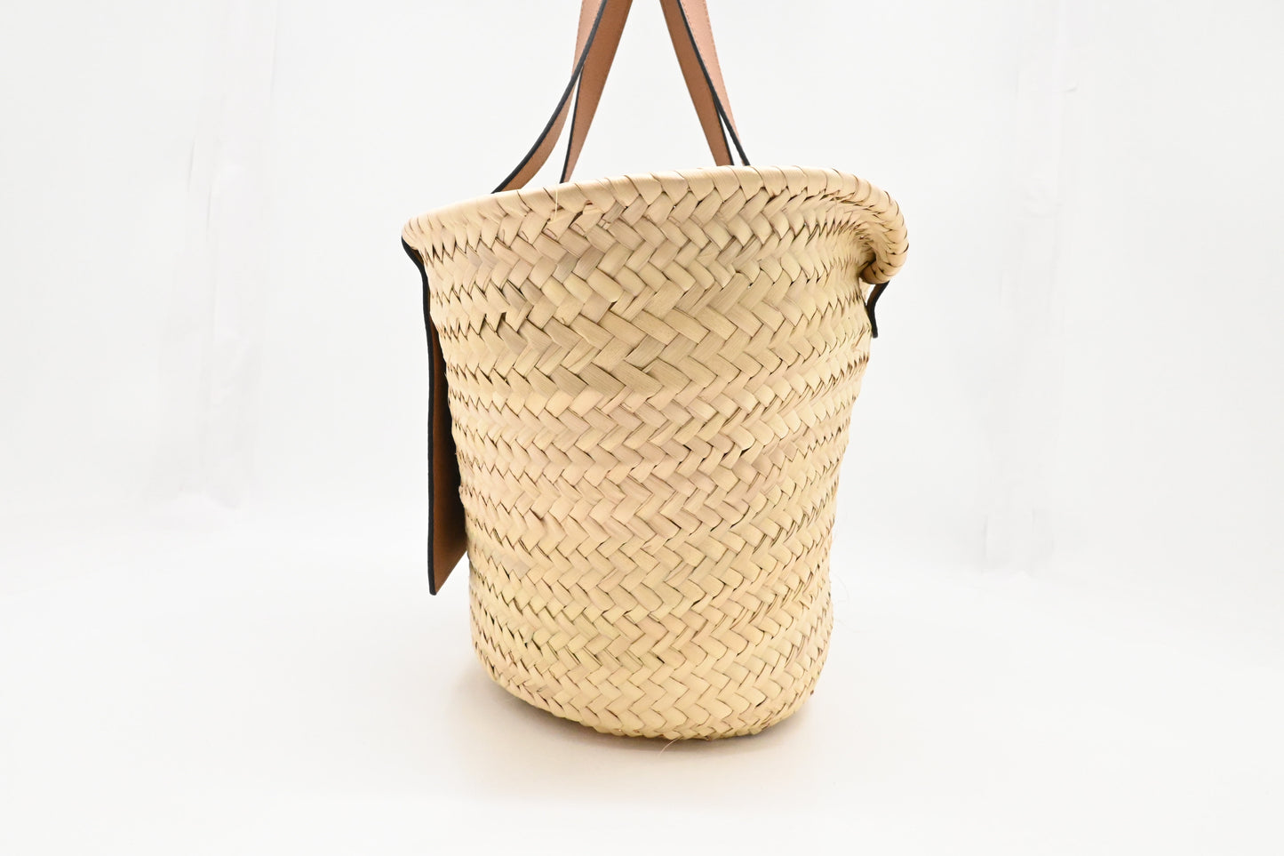 Versace Basket Bag in Raffia and Light Brown Leather
