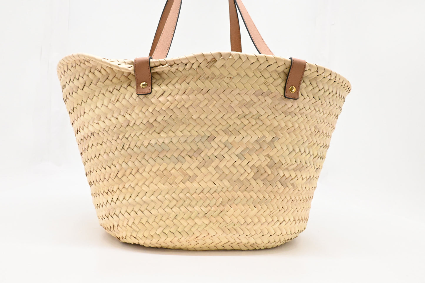 Versace Basket Bag in Raffia and Light Brown Leather