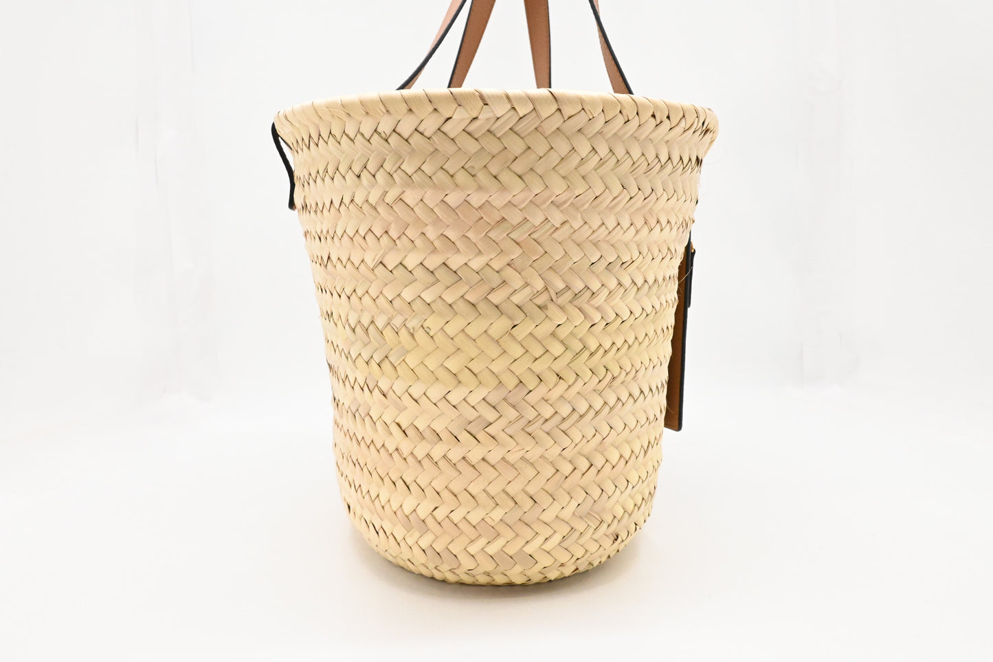 Versace Basket Bag in Raffia and Light Brown Leather