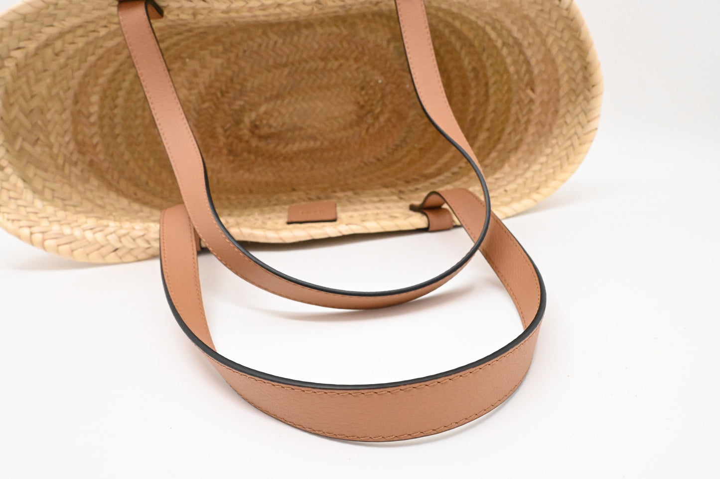Versace Basket Bag in Raffia and Light Brown Leather