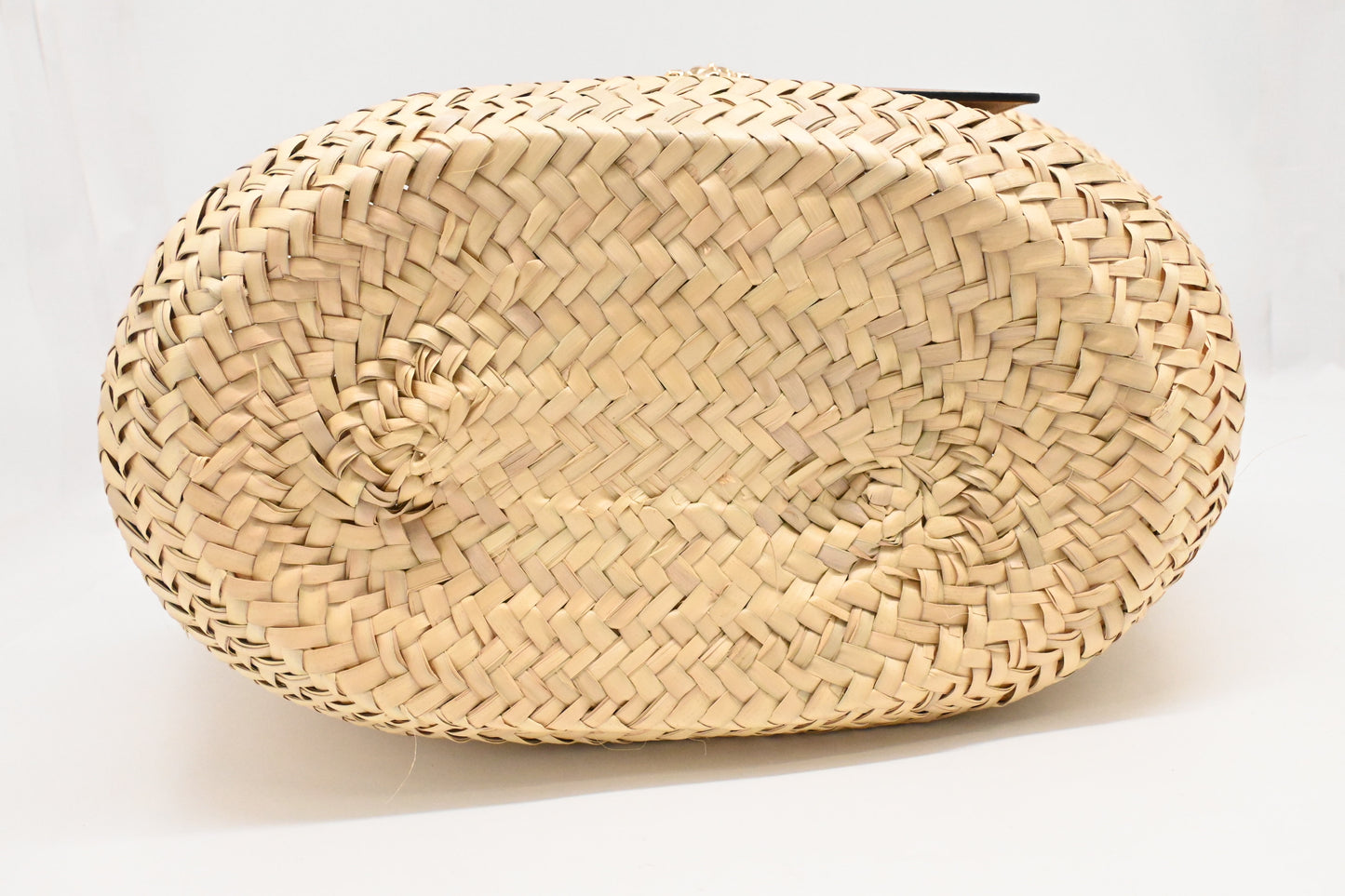 Versace Basket Bag in Raffia and Light Brown Leather