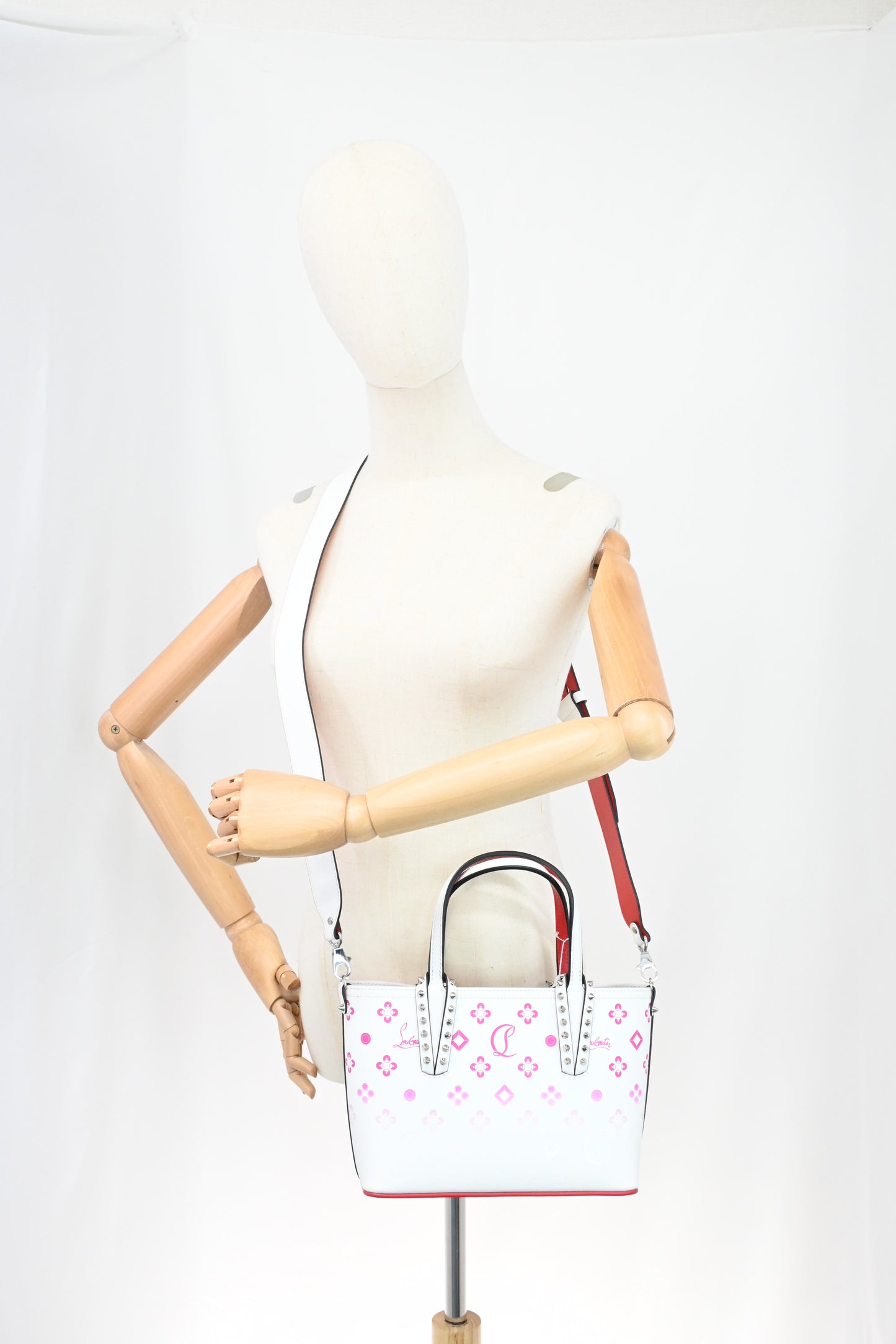 Louboutin Cabata in White and Pink Leather