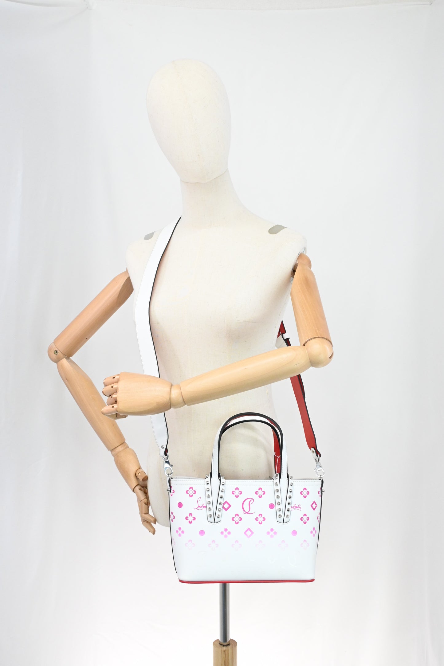 Louboutin Cabata in White and Pink Leather