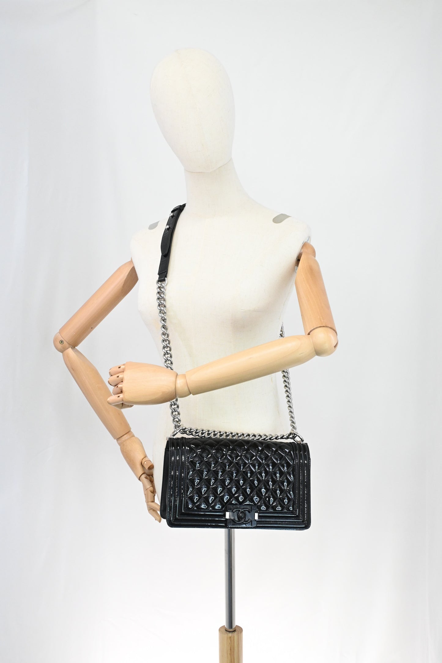 Chanel Boy Medium in Black Patent Leather