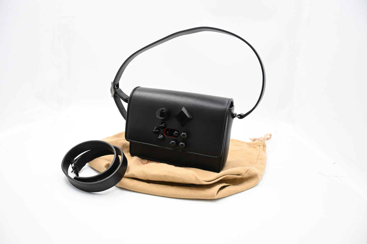 Louboutin Carasky Shoulder Bag in Black Leather