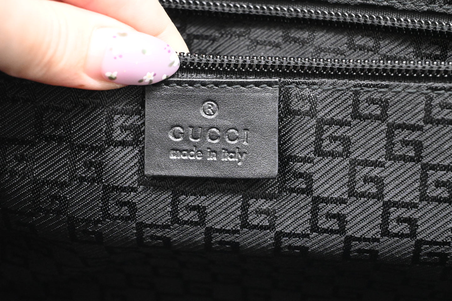 Gucci Bowling Bag in Black Nylon Canvas