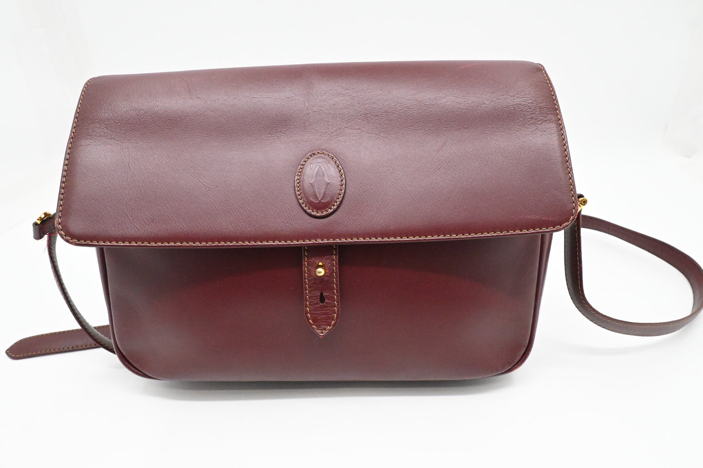Cartier Shoulder Bag in Burgundy Leather