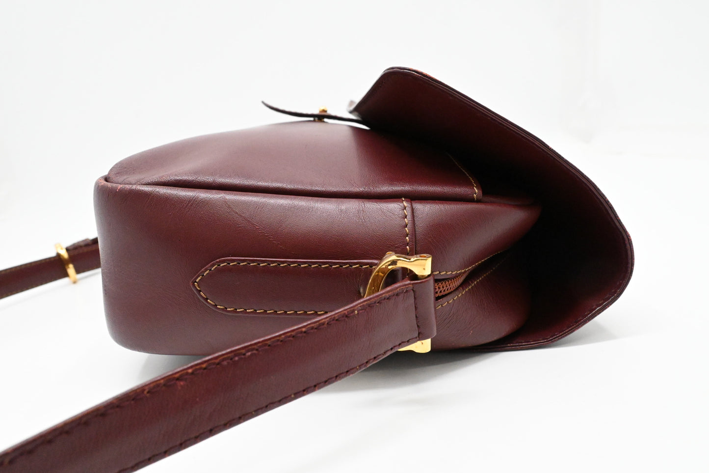 Cartier Shoulder Bag in Burgundy Leather