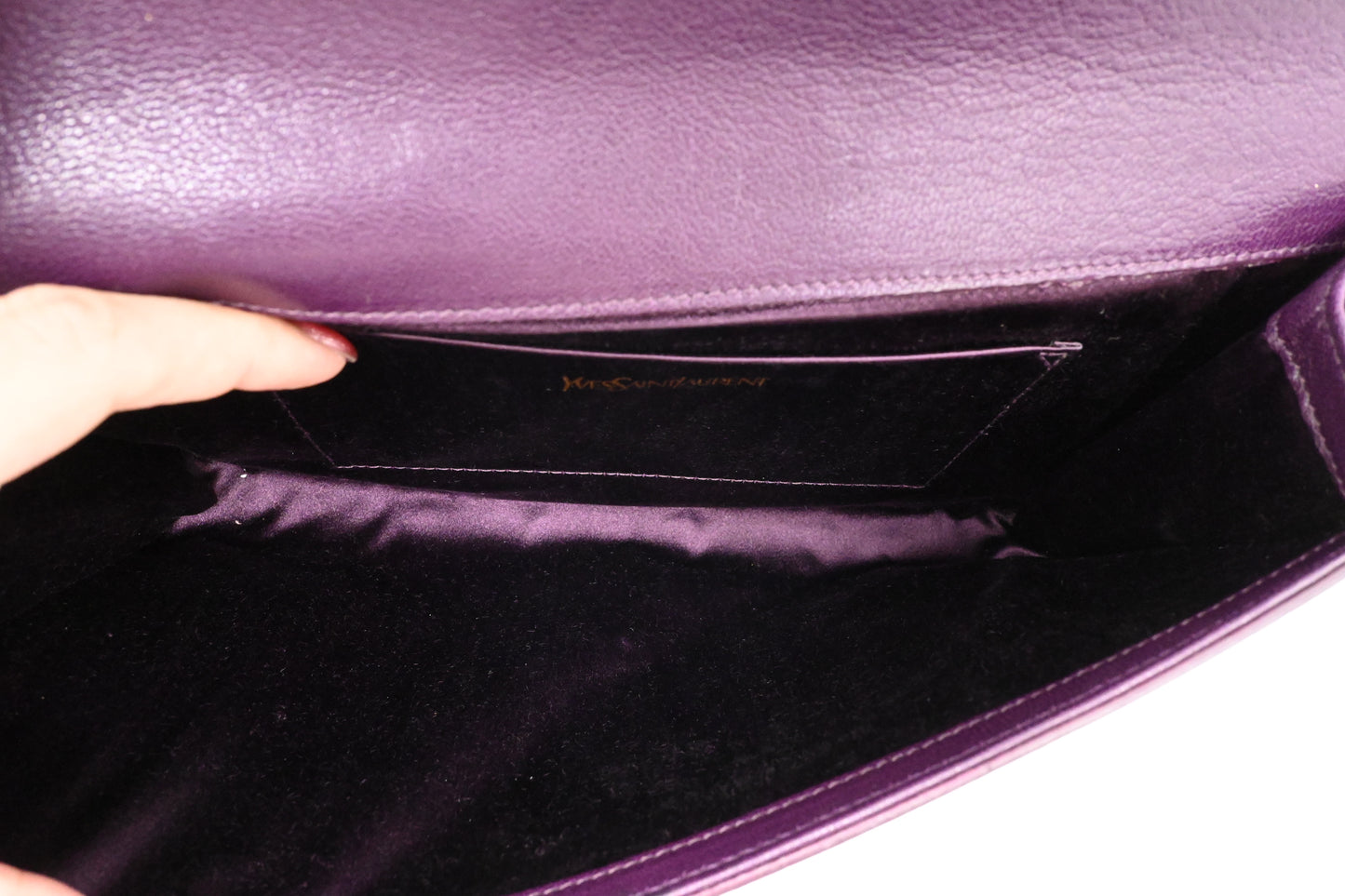 YSL Saint Laurent Clutch in Purple Leather