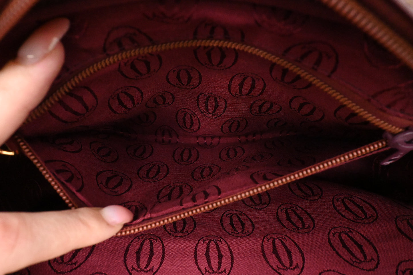 Cartier Shoulder Bag in Burgundy Leather