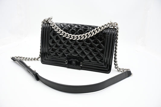 Chanel Boy Medium in Black Patent Leather
