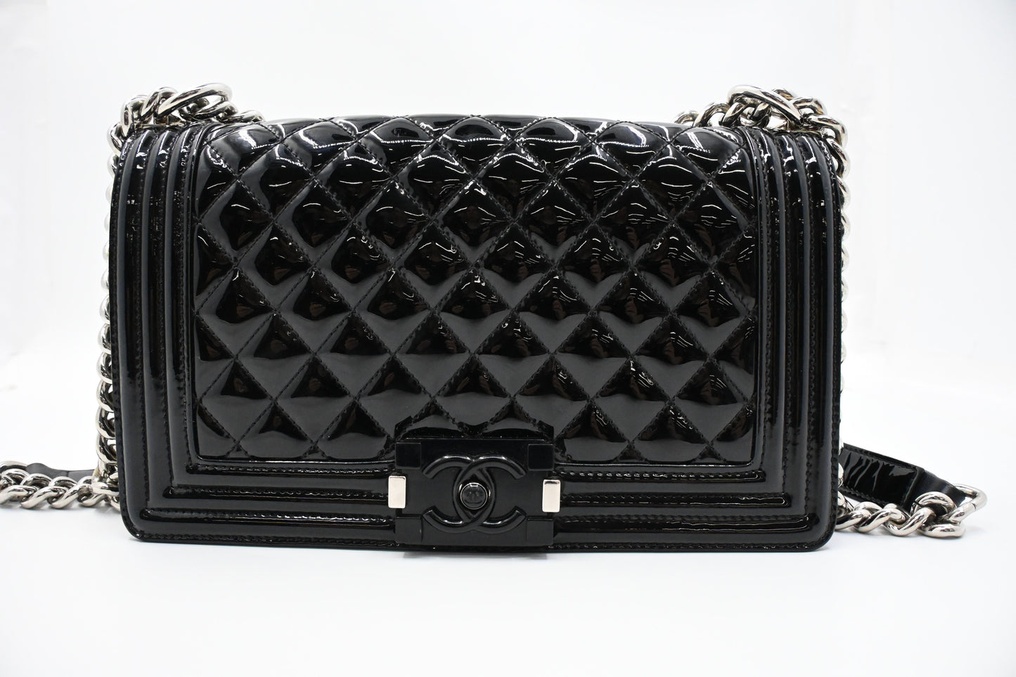Chanel Boy Medium in Black Patent Leather