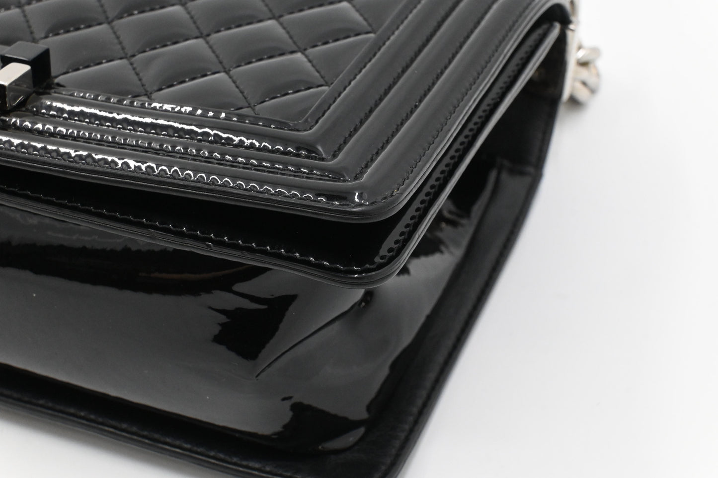 Chanel Boy Medium in Black Patent Leather