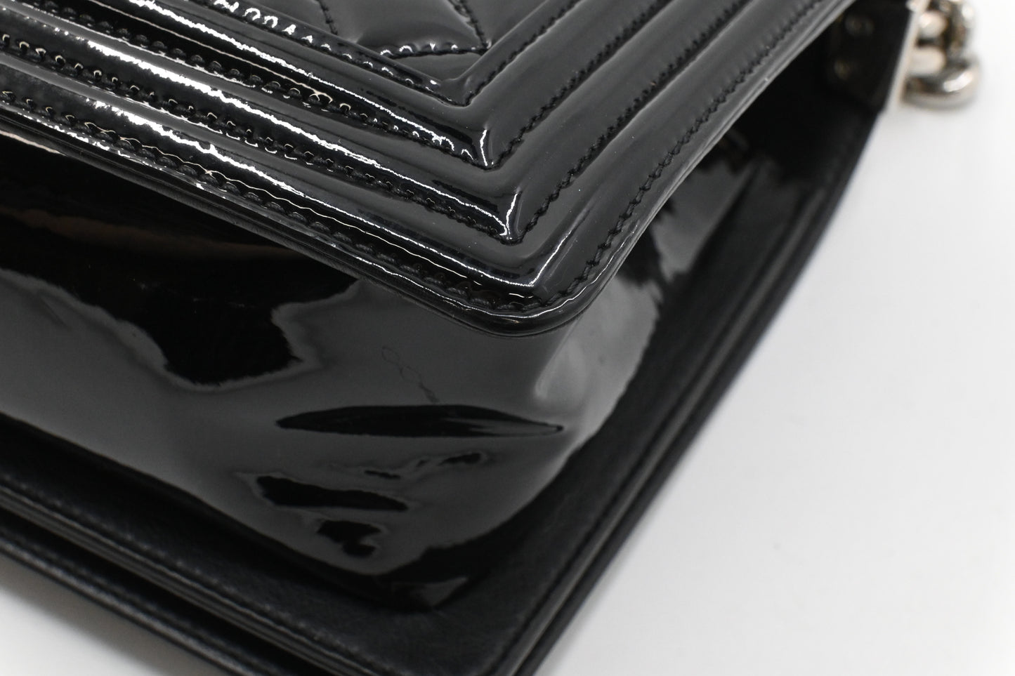 Chanel Boy Medium in Black Patent Leather