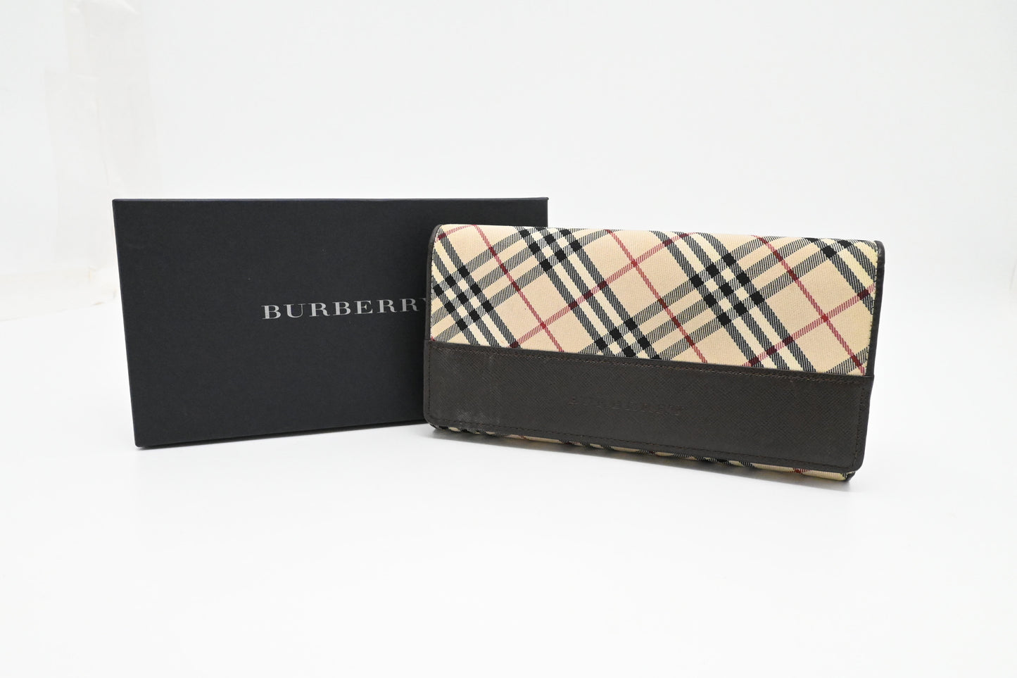 Burberry Long Wallet in Cream Checked Canvas