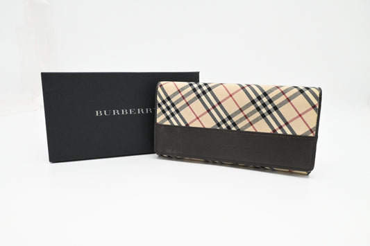 Burberry Long Wallet in Cream Checked Canvas