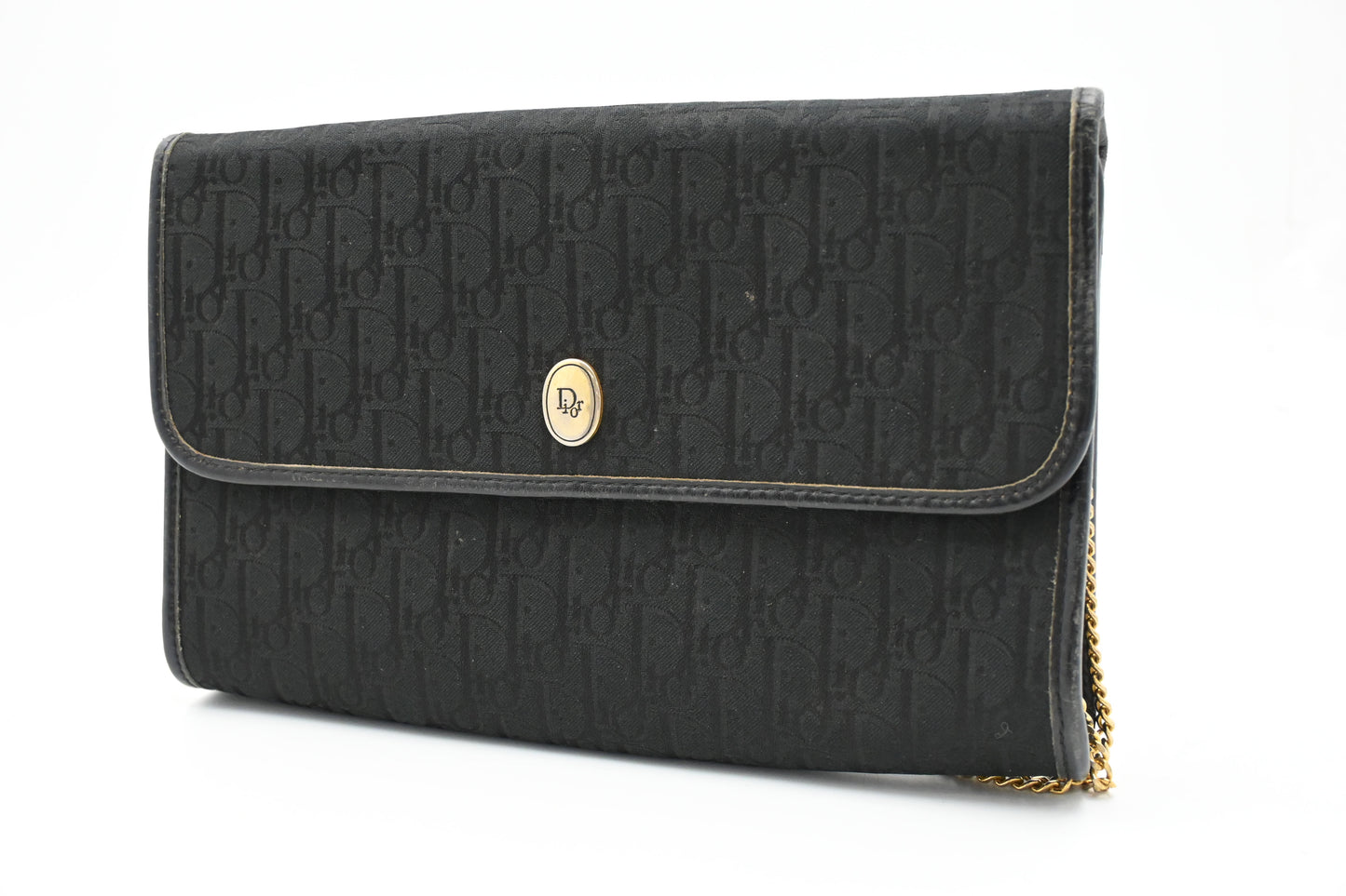 Dior Chain Shoulder Bag in Black Canvas