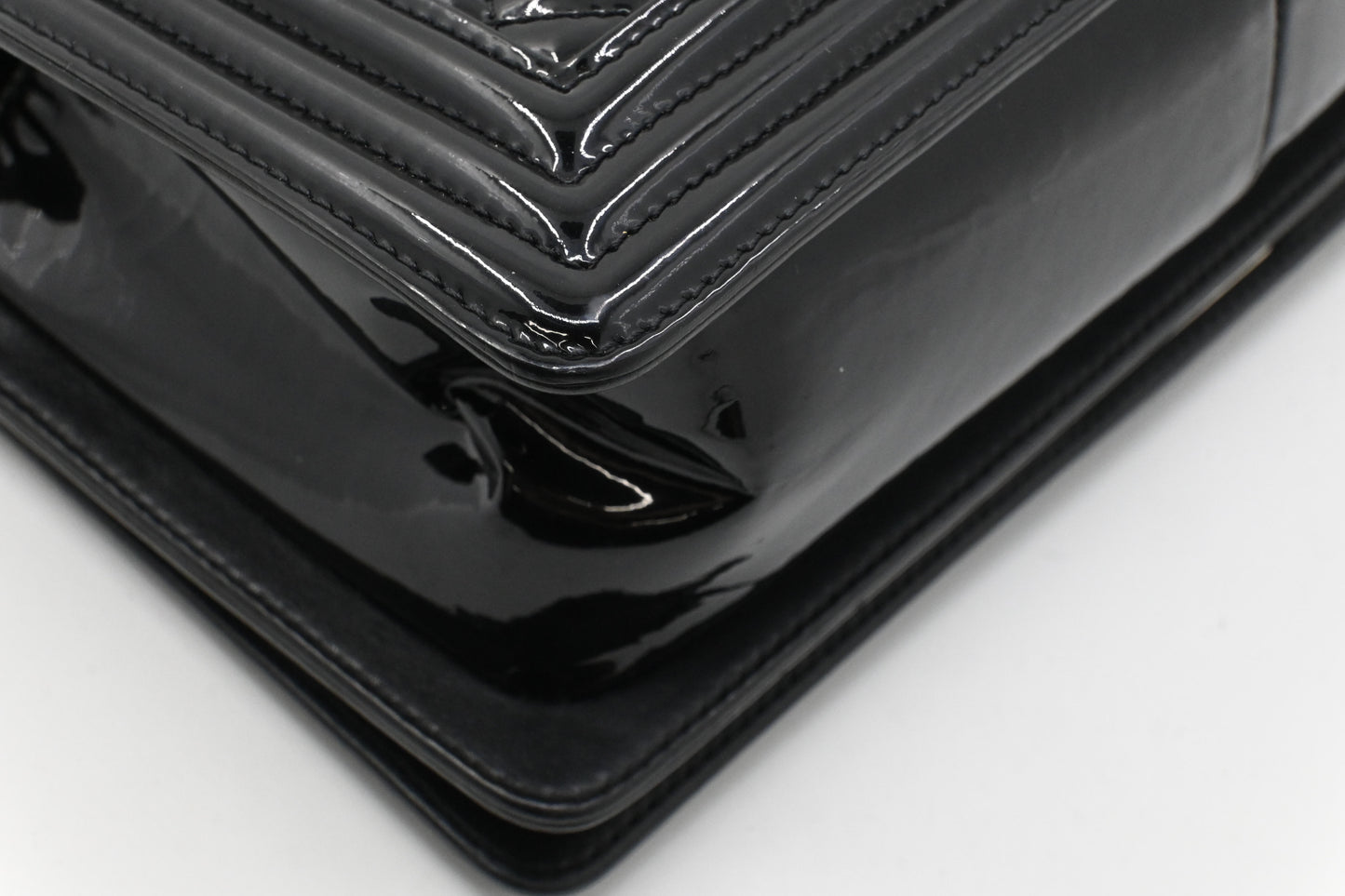 Chanel Boy Medium in Black Patent Leather