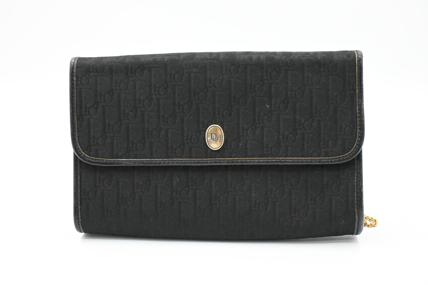 Dior Chain Shoulder Bag in Black Canvas