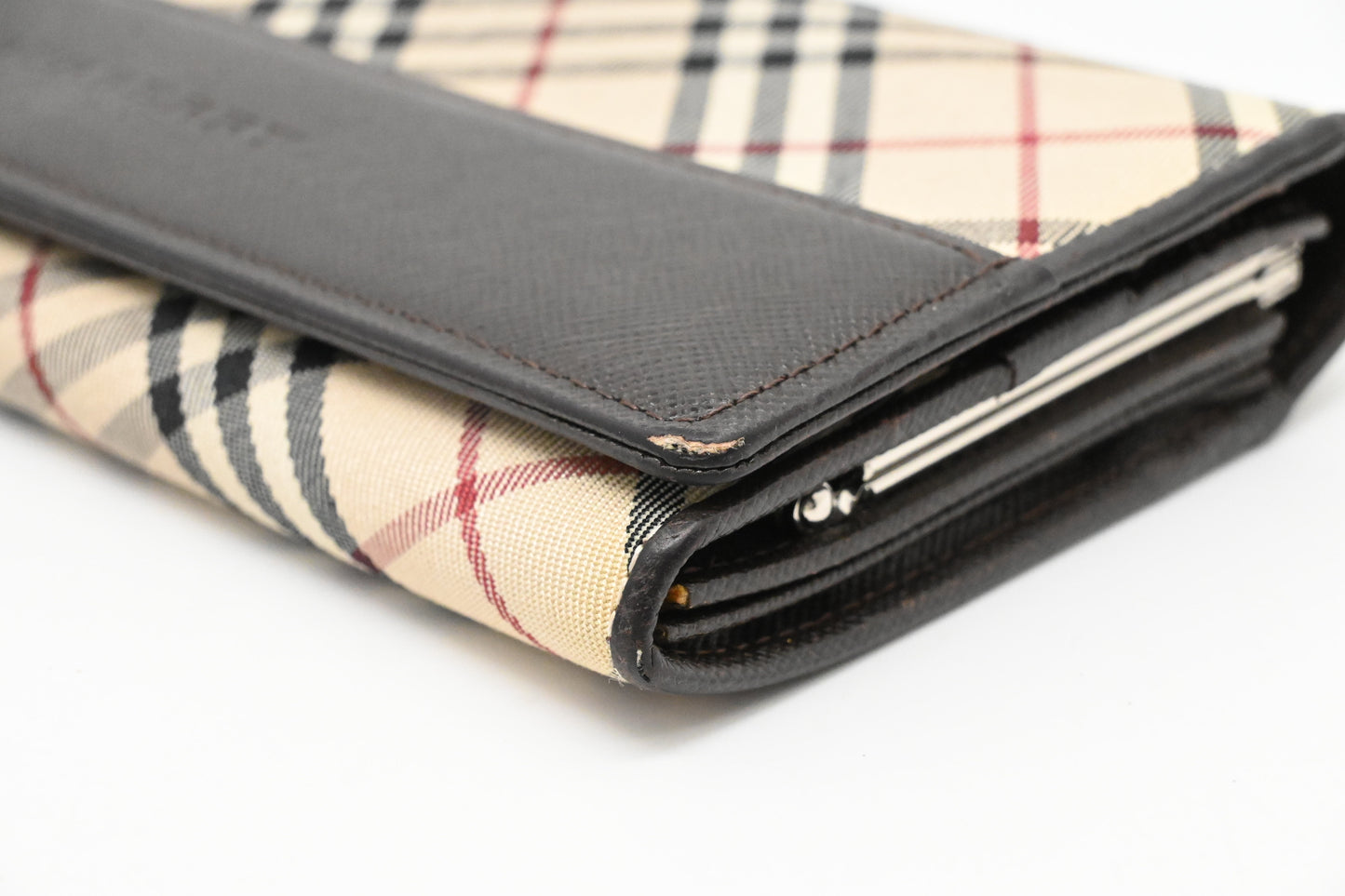 Burberry Long Wallet in Cream Checked Canvas