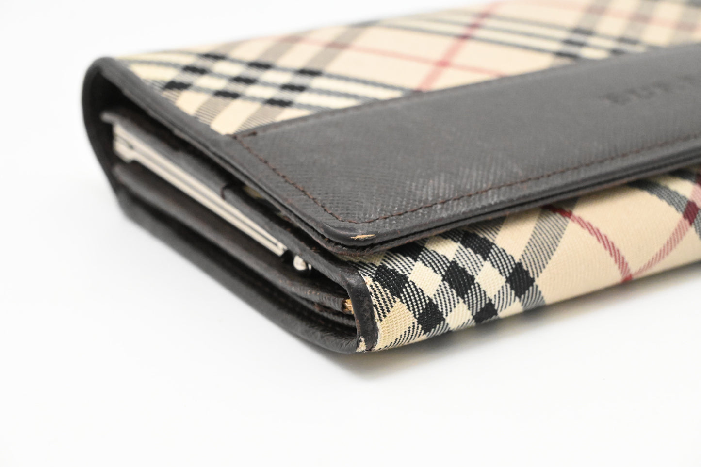 Burberry Long Wallet in Cream Checked Canvas