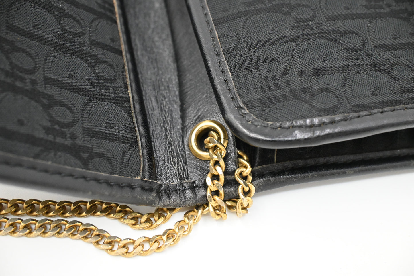 Dior Chain Shoulder Bag in Black Canvas