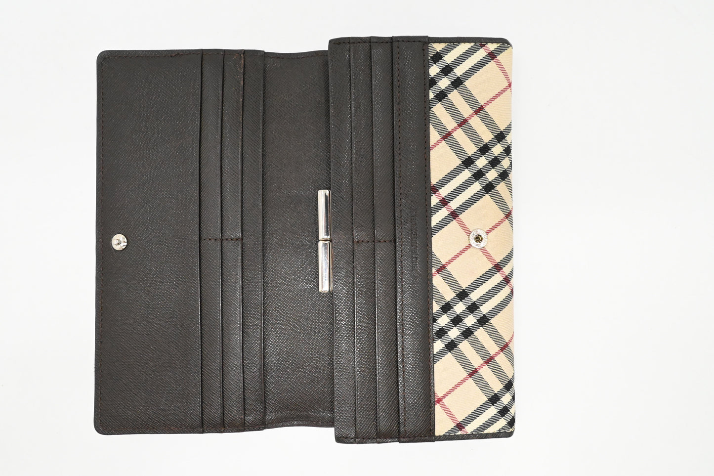Burberry Long Wallet in Cream Checked Canvas
