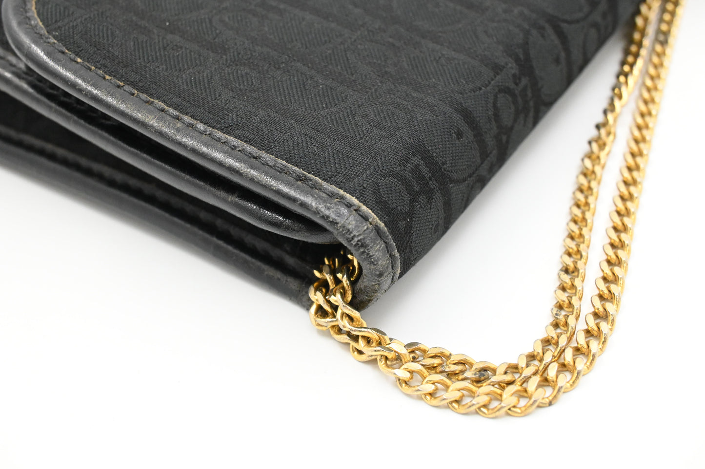 Dior Chain Shoulder Bag in Black Canvas
