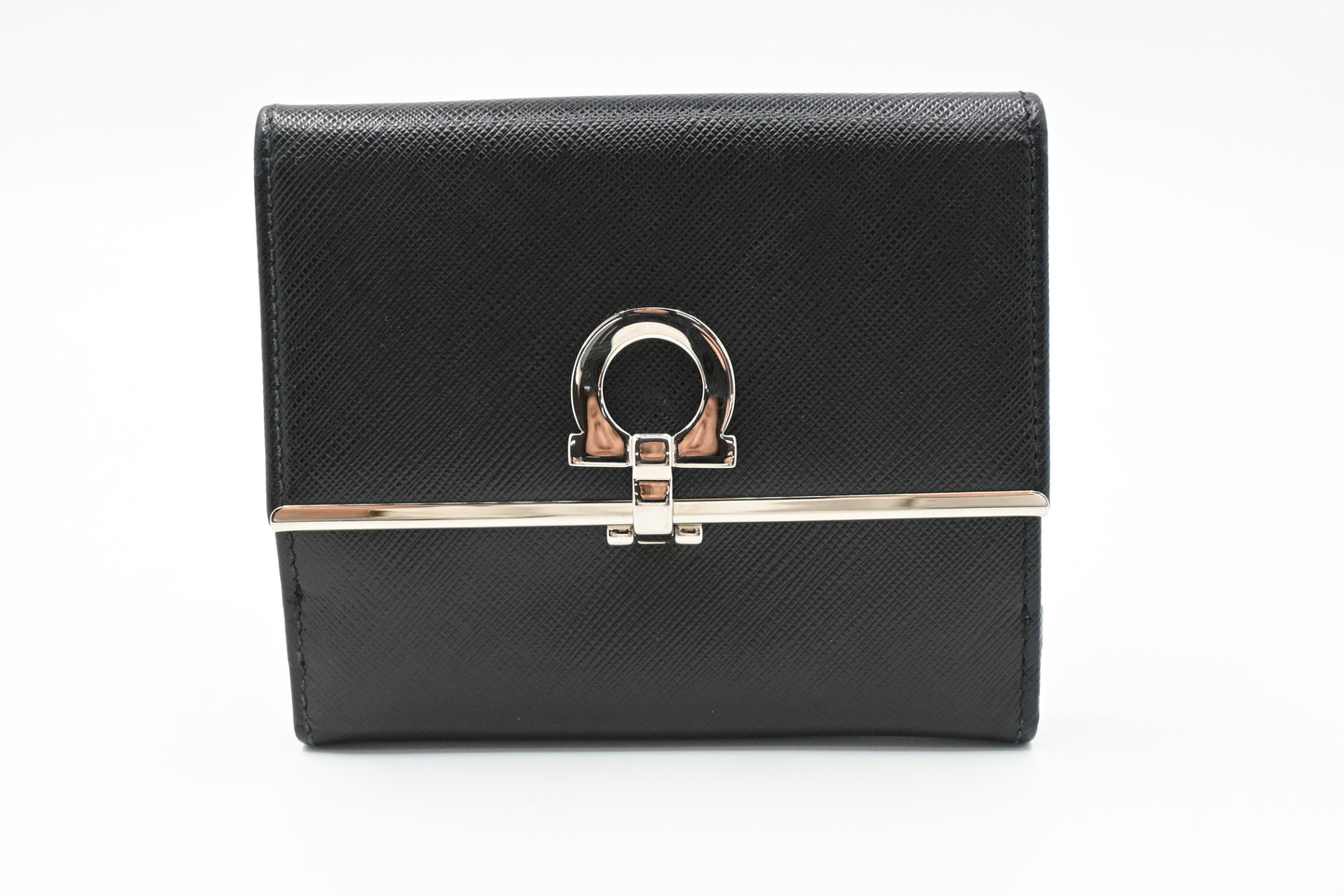 Ferragamo Gancini Wallet in Black Leather