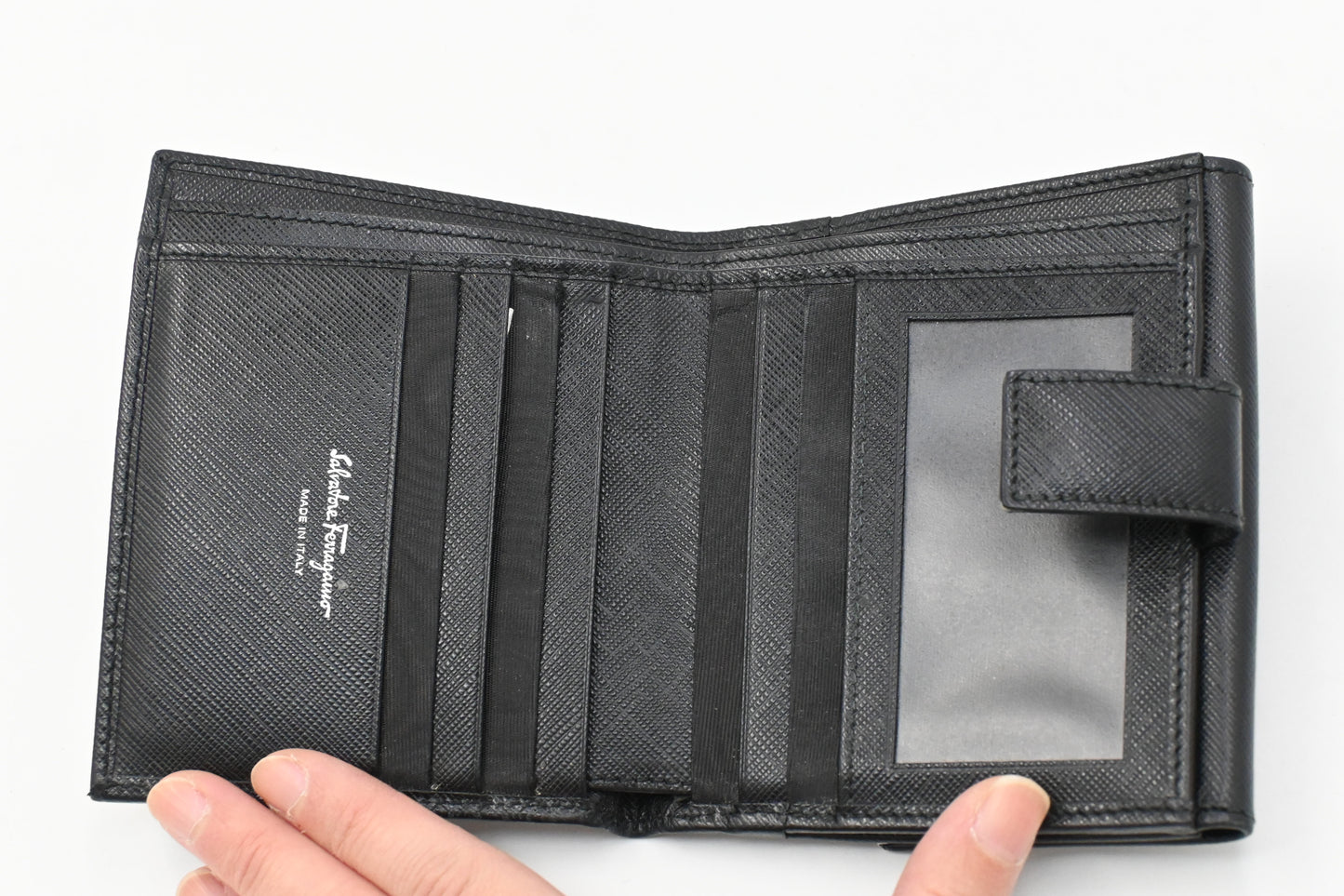 Ferragamo Gancini Wallet in Black Leather