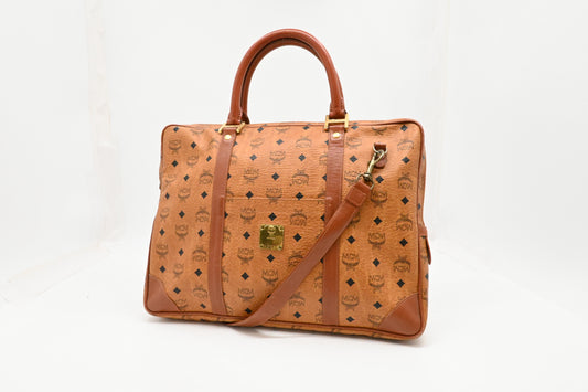 MCM Business Bag in Cognac Visetos Canvas
