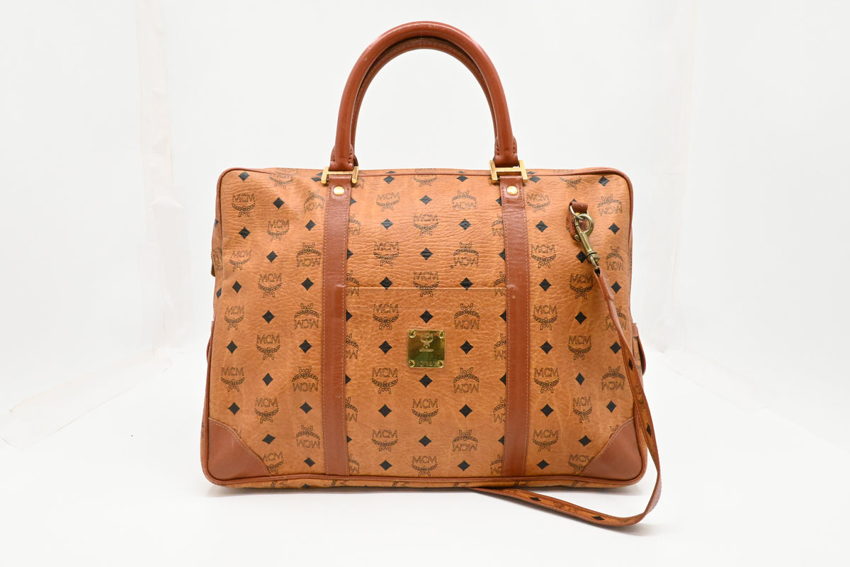 MCM Business Bag in Cognac Visetos Canvas