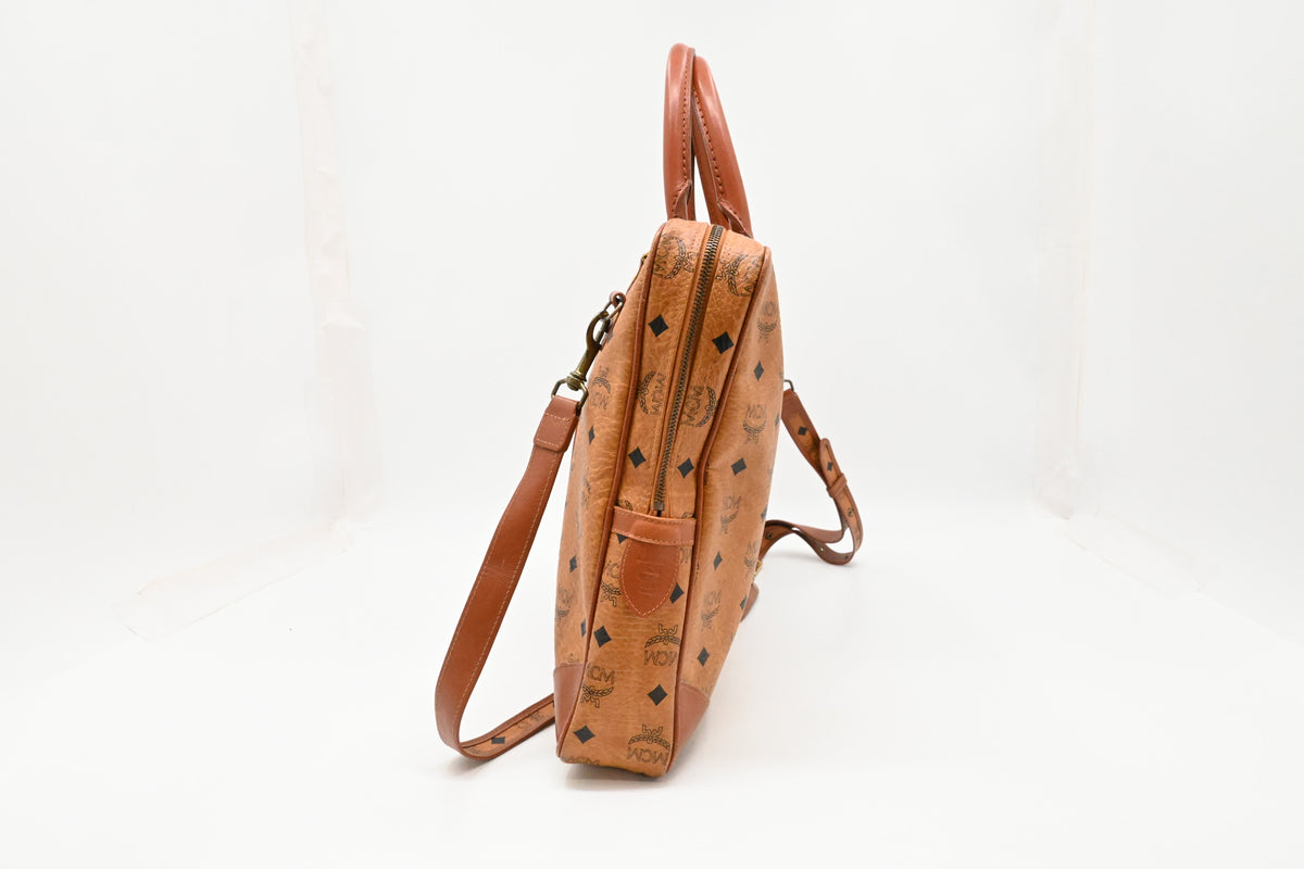 MCM Business Bag in Cognac Visetos Canvas