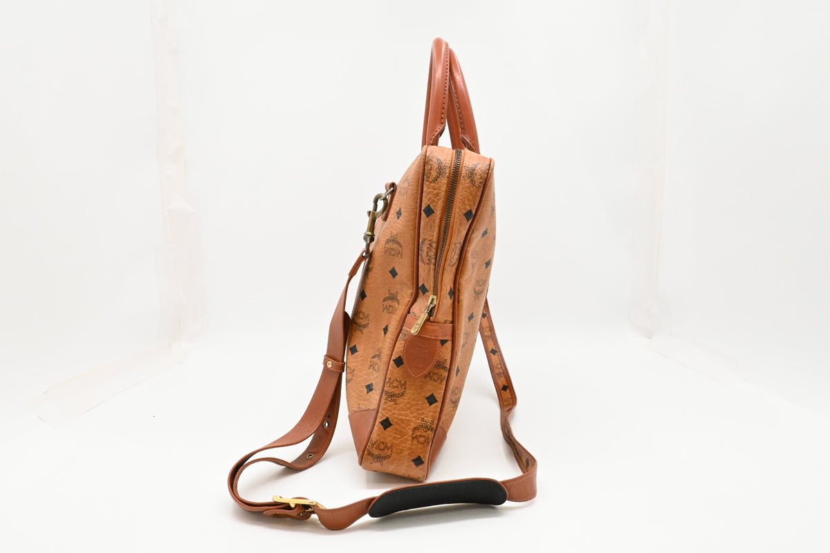 MCM Business Bag in Cognac Visetos Canvas
