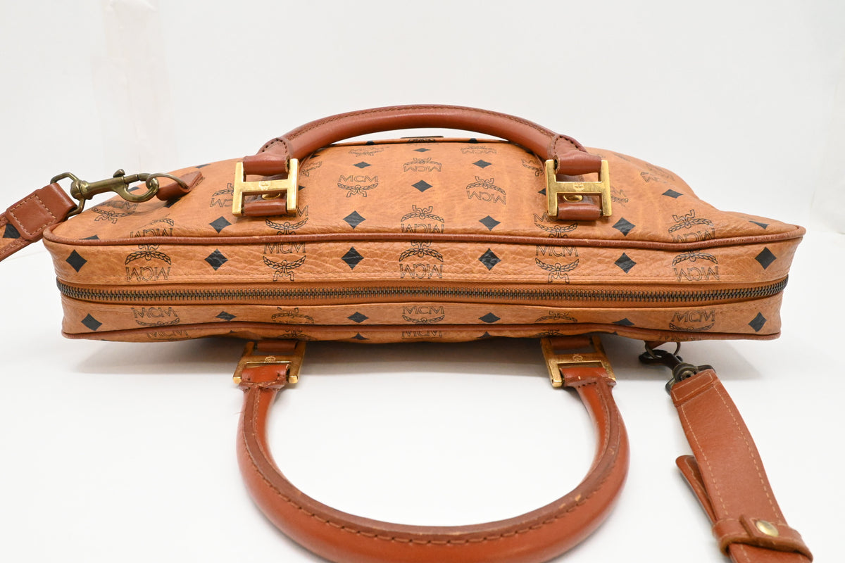 MCM Business Bag in Cognac Visetos Canvas