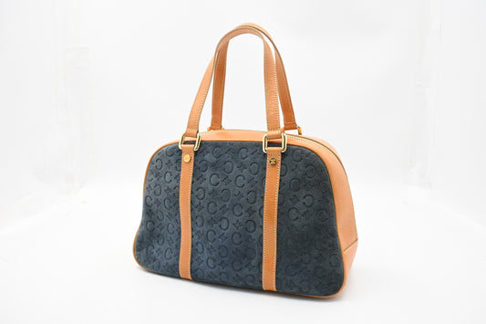 Celine Boston Bag in Blue Suede
