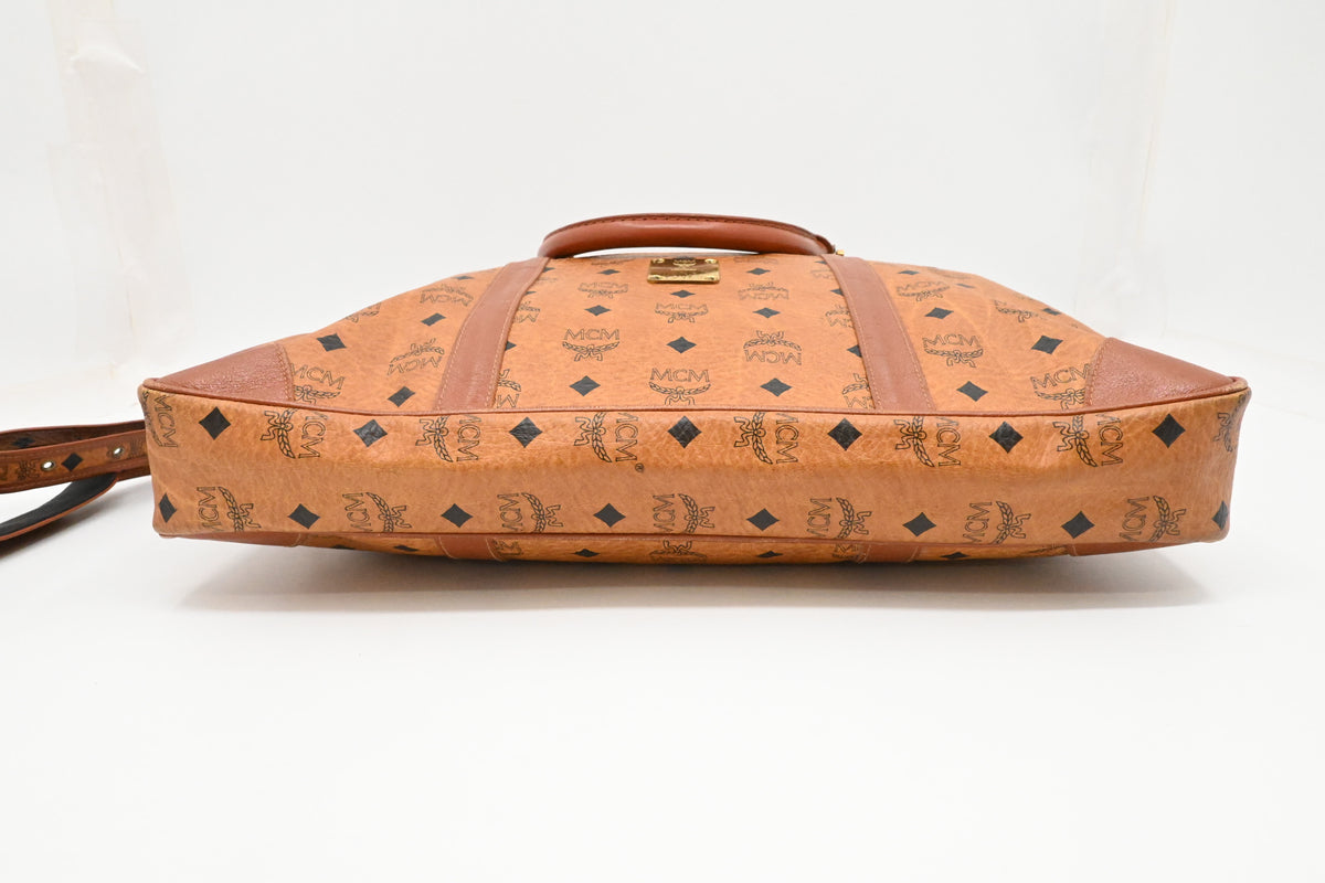 MCM Business Bag in Cognac Visetos Canvas
