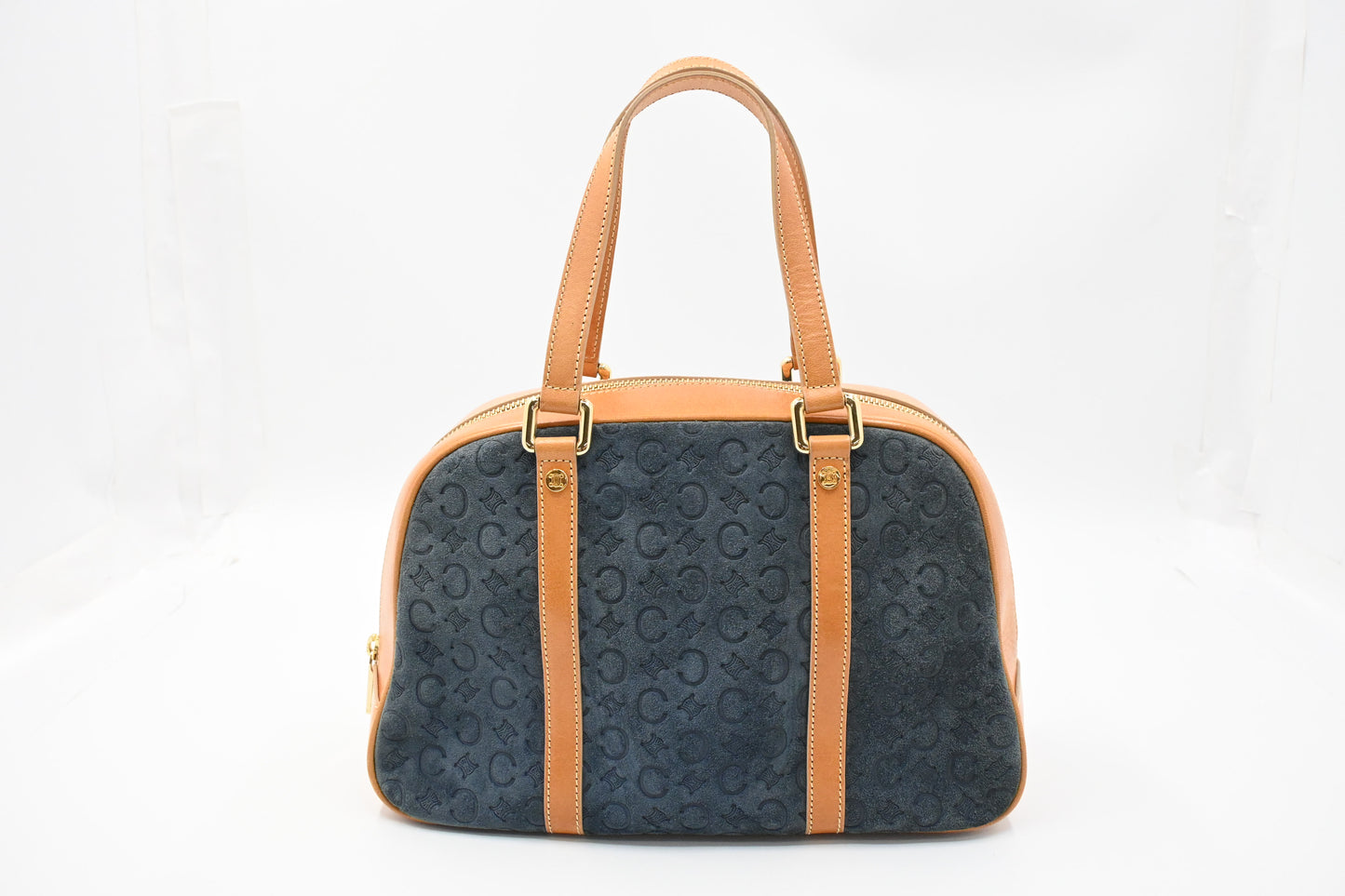 Celine Boston Bag in Blue Suede