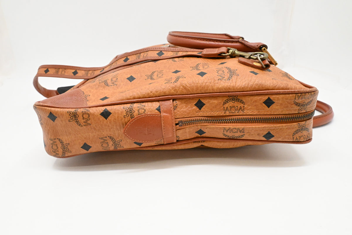 MCM Business Bag in Cognac Visetos Canvas
