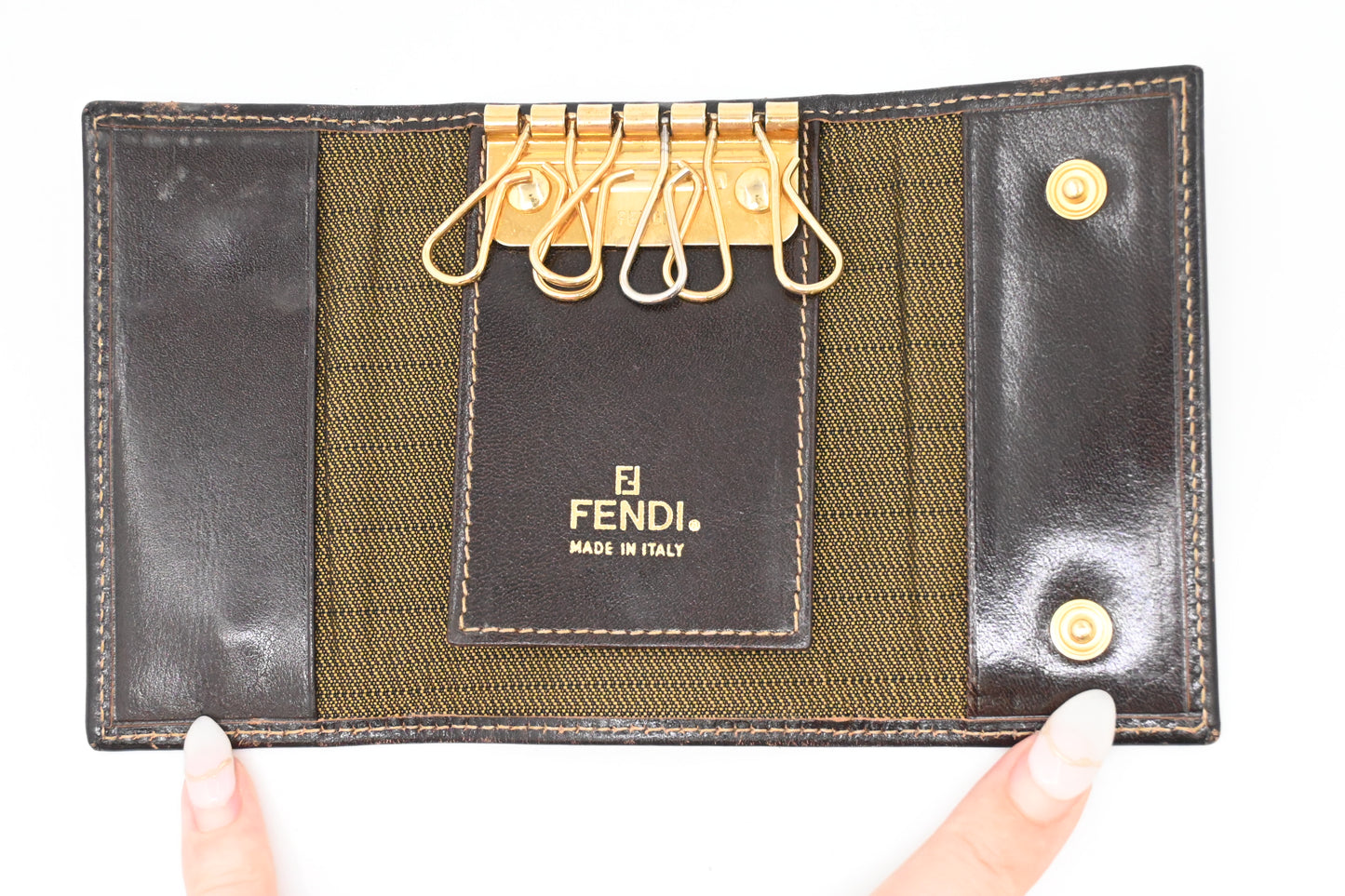 Fendi Key Case 6 in Zucca Canvas