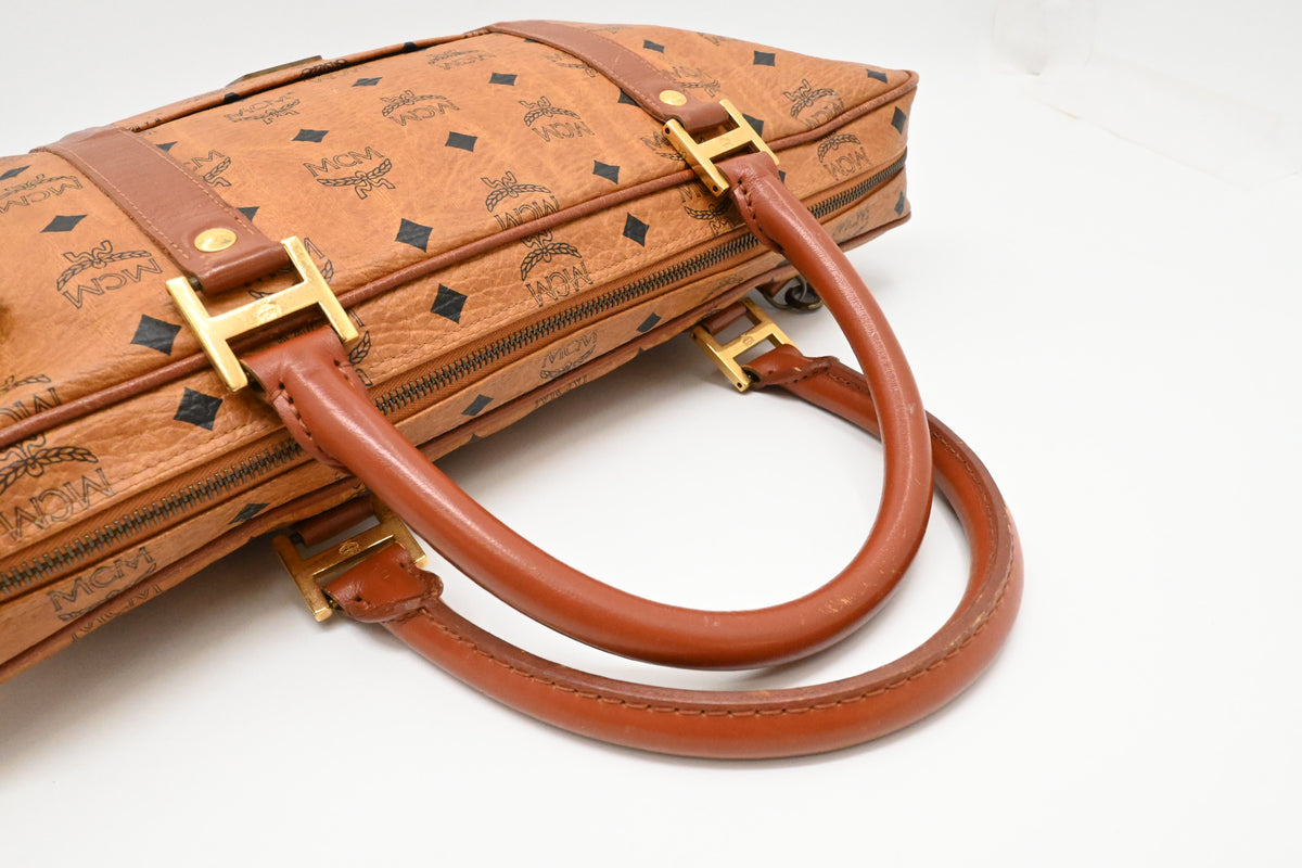 MCM Business Bag in Cognac Visetos Canvas