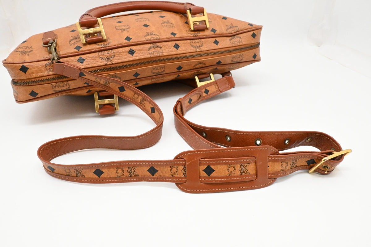 MCM Business Bag in Cognac Visetos Canvas