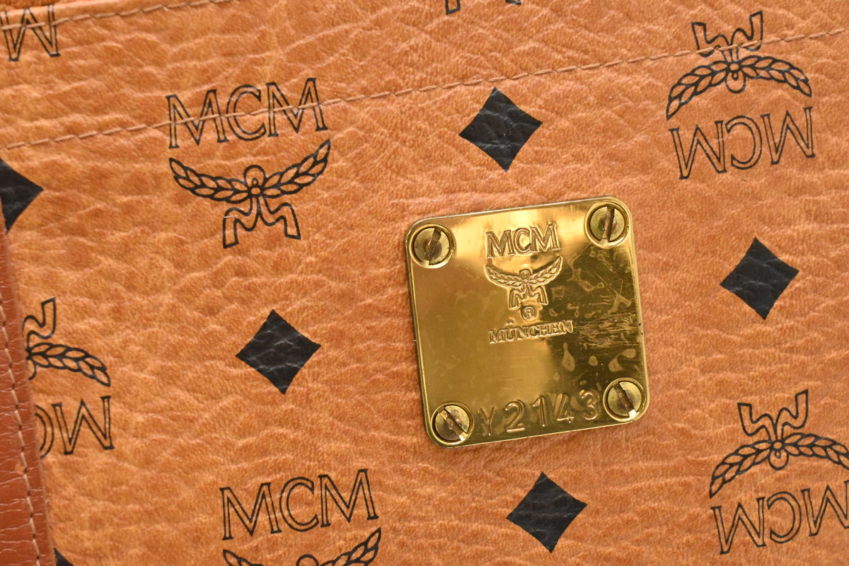 MCM Business Bag in Cognac Visetos Canvas