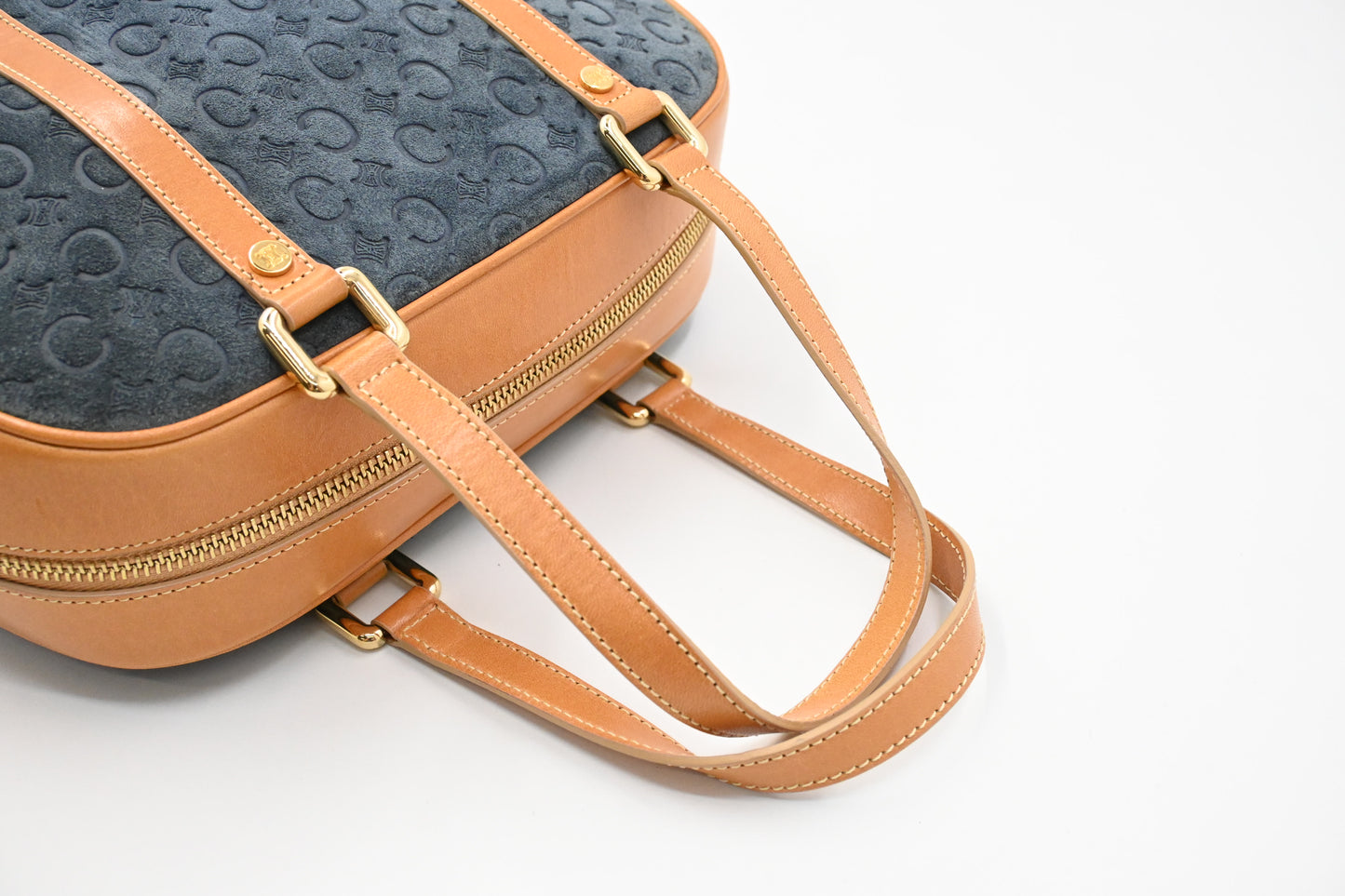 Celine Boston Bag in Blue Suede