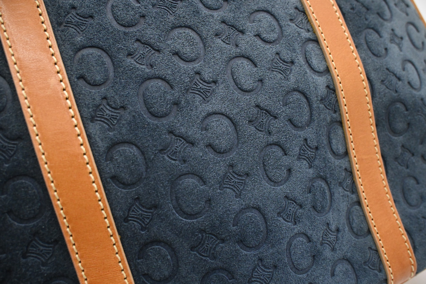 Celine Boston Bag in Blue Suede