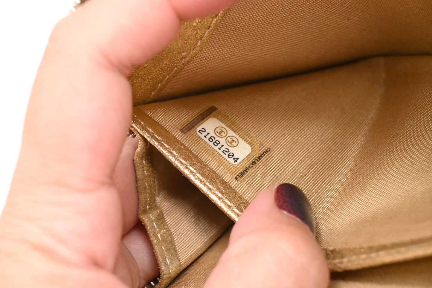 Chanel Camelia Long Wallet in Gold Suede