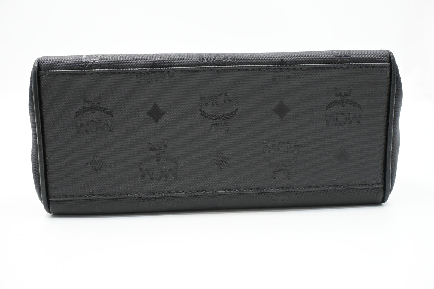 MCM Top Handle Bag in Black Coated Canvas